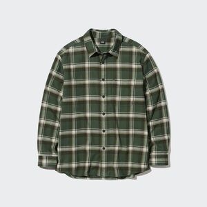 Uniqlo Flannel Plaid Check Casual Shirt 100% double-ply thick count yarn